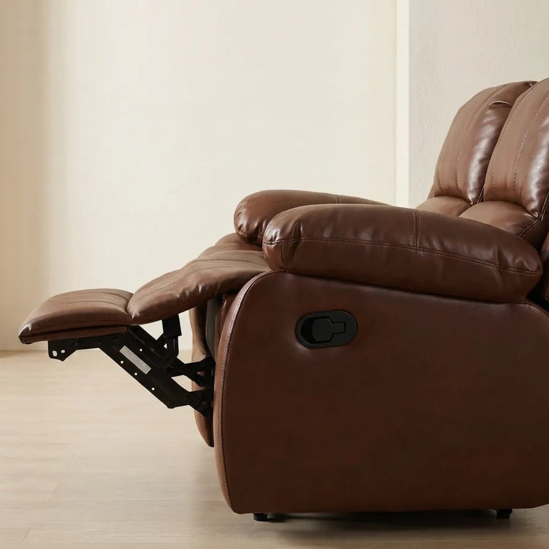 Valencia Tan Leather 2 Seater Manual Recliner Sofa - view 5 - Furniture Instore