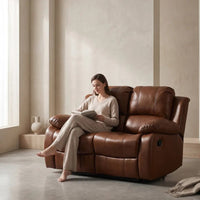 Valencia Tan Leather 2 Seater Manual Recliner Sofa - view 2 - Furniture Instore