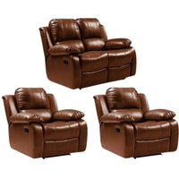 Valencia Tan Leather Manual Recliner 2+1+1 Seater Sofa Set