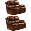 Valencia Tan Leather Manual Recliner 2+2 Seater Sofa Set