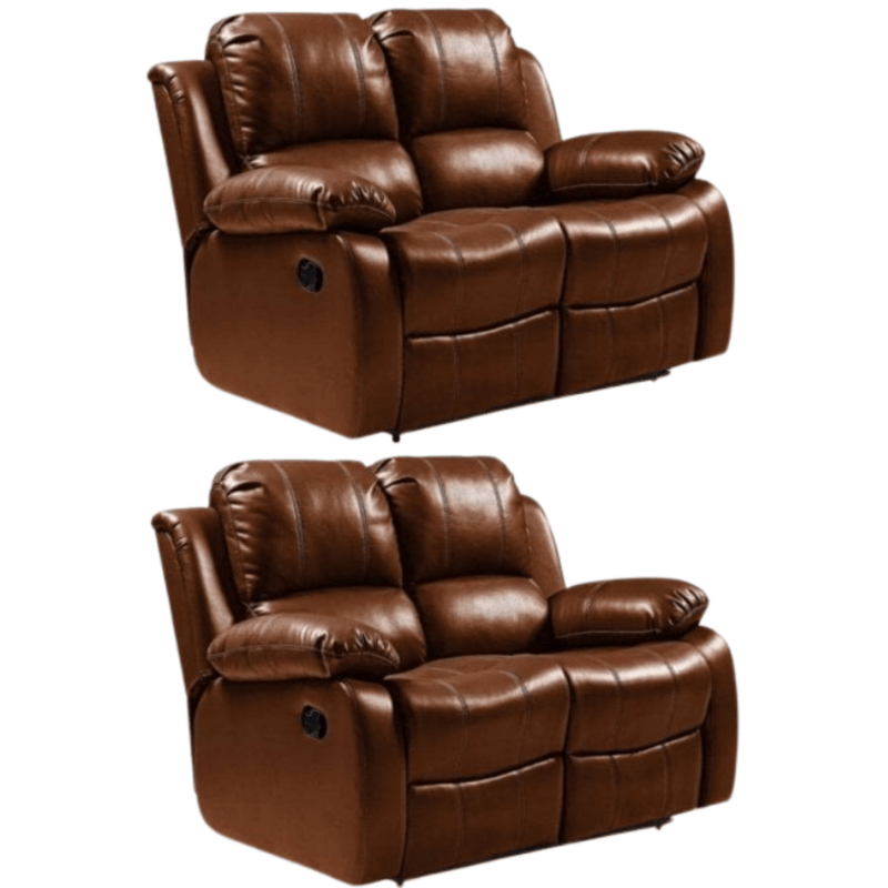 Valencia Tan Leather Manual Recliner 2+2 Seater Sofa Set - Furniture Instore