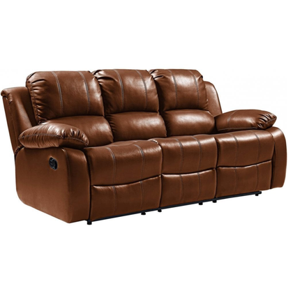 Valencia Tan Leather 3 Seater Manual Recliner Sofa - Furniture Instore