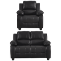 Valerie Black Leather Modern 2+1 Seater Sofa Set