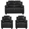 Valerie Black Leather Modern 2+1+1 Seater Sofa Set