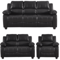 Valerie Black Leather Modern 3+2+1 Seater Sofa Set
