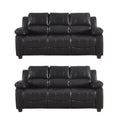 Valerie Black Leather Modern 3+3 Seater Sofa Set