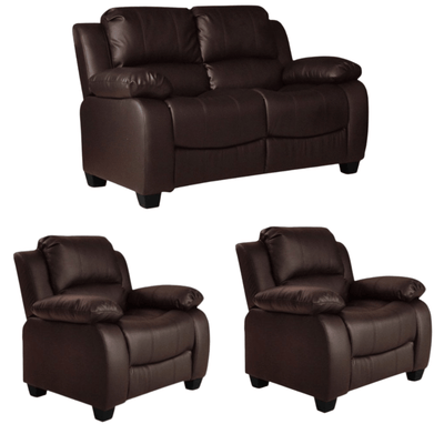Valerie Brown Leather Modern 2+1+1 Seater Sofa Set