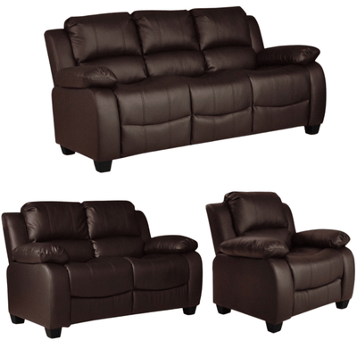 Valerie Brown Leather Modern 3+2+1 Seater Sofa Set