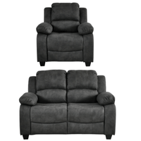 Valerie Charcoal Fabric 2+1 Seater Sofa Set