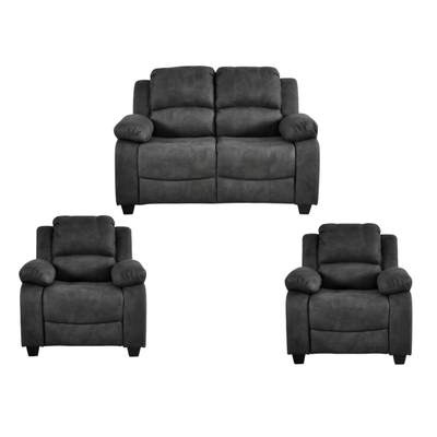 Valerie Charcoal Fabric 2+1+1 Seater Sofa Set