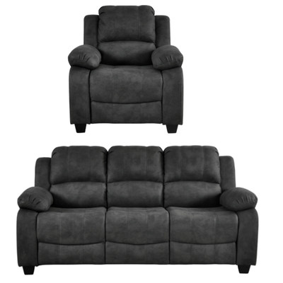 Valerie Charcoal Fabric 3+1 Seater Sofa Set