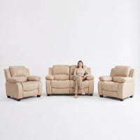 Valerie Cream Leather Modern 2+1+1 Seater Sofa Set - Furniture Instore