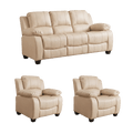 Valerie Cream Leather Modern 3+1+1 Seater Sofa Set