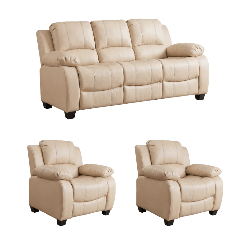 Valerie Cream Leather Modern 3+1+1 Seater Sofa Set - Furniture Instore