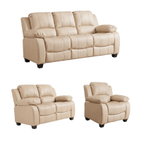Valerie Cream Leather Modern 3+2+1 Seater Sofa Set