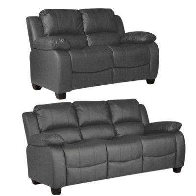 Valerie Grey Leather 3+2 Seater Sofa Set