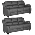 Valerie Grey Leather 3+3 Seater Sofa Set
