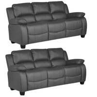 Valerie Grey Leather 3+3 Seater Sofa Set
