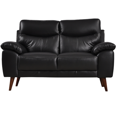 Vantage Genuine Leather Black 2 Seater Sofa