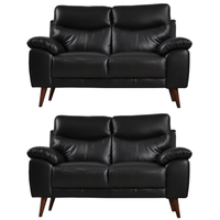 Vantage Genuine Leather Black 2+2 Seater Sofa  Set