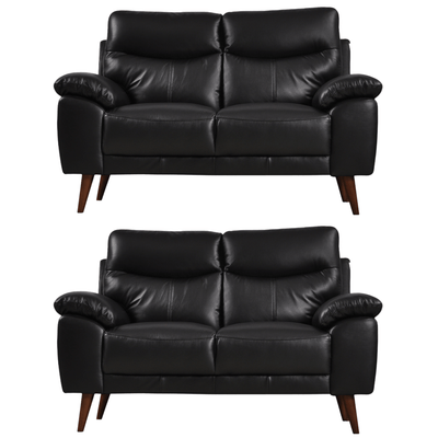 Vantage Genuine Leather Black 2+2 Seater Sofa  Set
