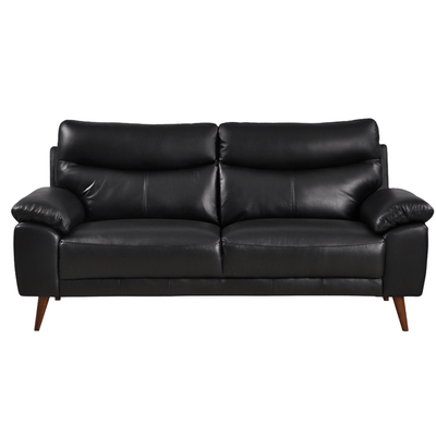 Vantage Genuine Leather Black 3 Seater Sofa