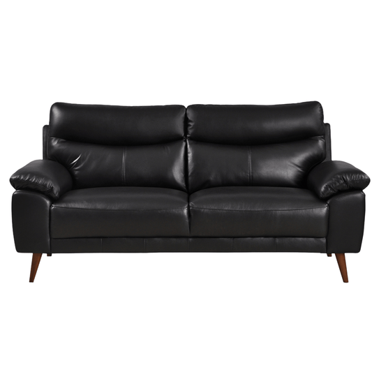 Front-facing view of the Vantage Black 3-Seater Sofa showcasing sleek black upholstery and modern