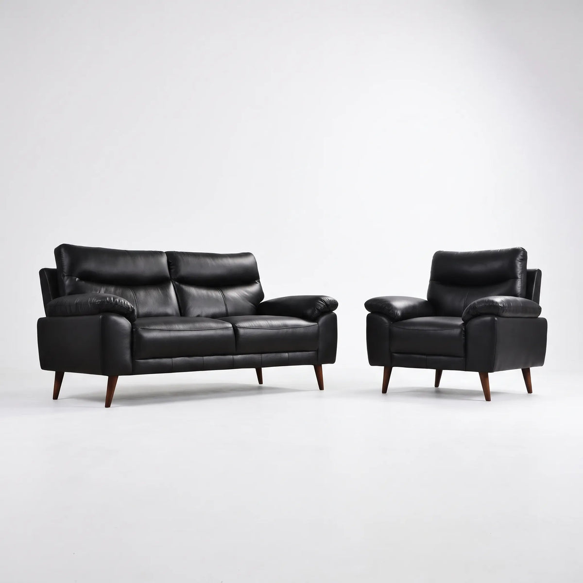 Vantage Genuine Leather Black 3+1 Seater Sofa Set - Furniture Instore