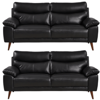 Vantage Genuine Leather Black 3+3 Seater Sofa Set