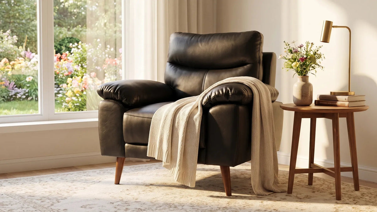 Vantage Genuine Leather Black Armchair - Furniture Instore