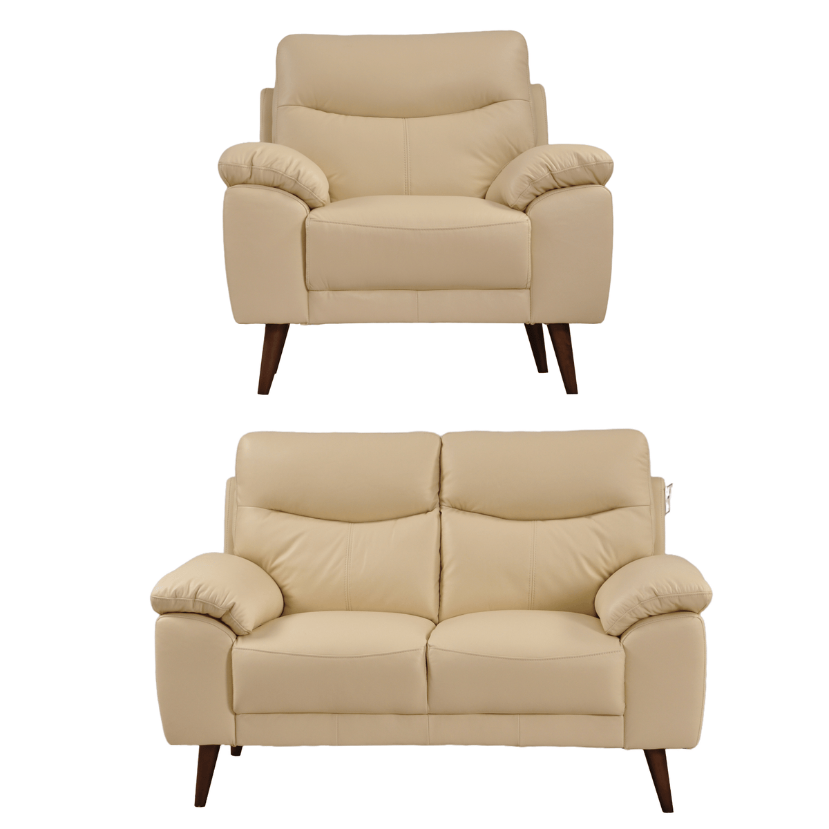 Vantage Cream 2+1 sofa set, front view on white background, modern and cozy living room seating