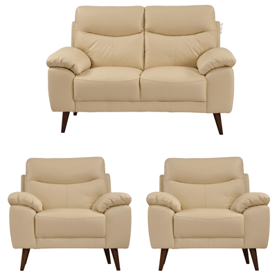 Vantage Genuine Leather Cream 2+1+1 Seater Sofa Set