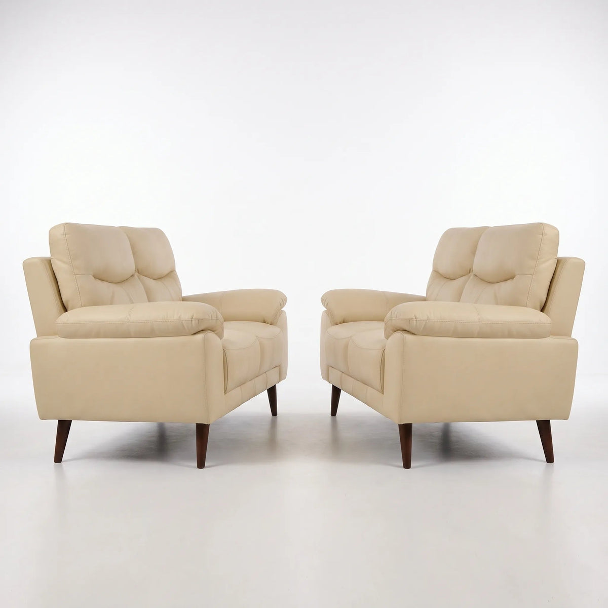 Vantage Genuine Leather Cream 2+2 Seater Sofa Set - Furniture Instore