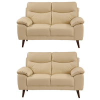 Vantage Genuine Leather Cream 2+2 Seater Sofa Set