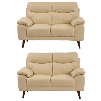 Vantage Genuine Leather Cream 2+2 Seater Sofa Set