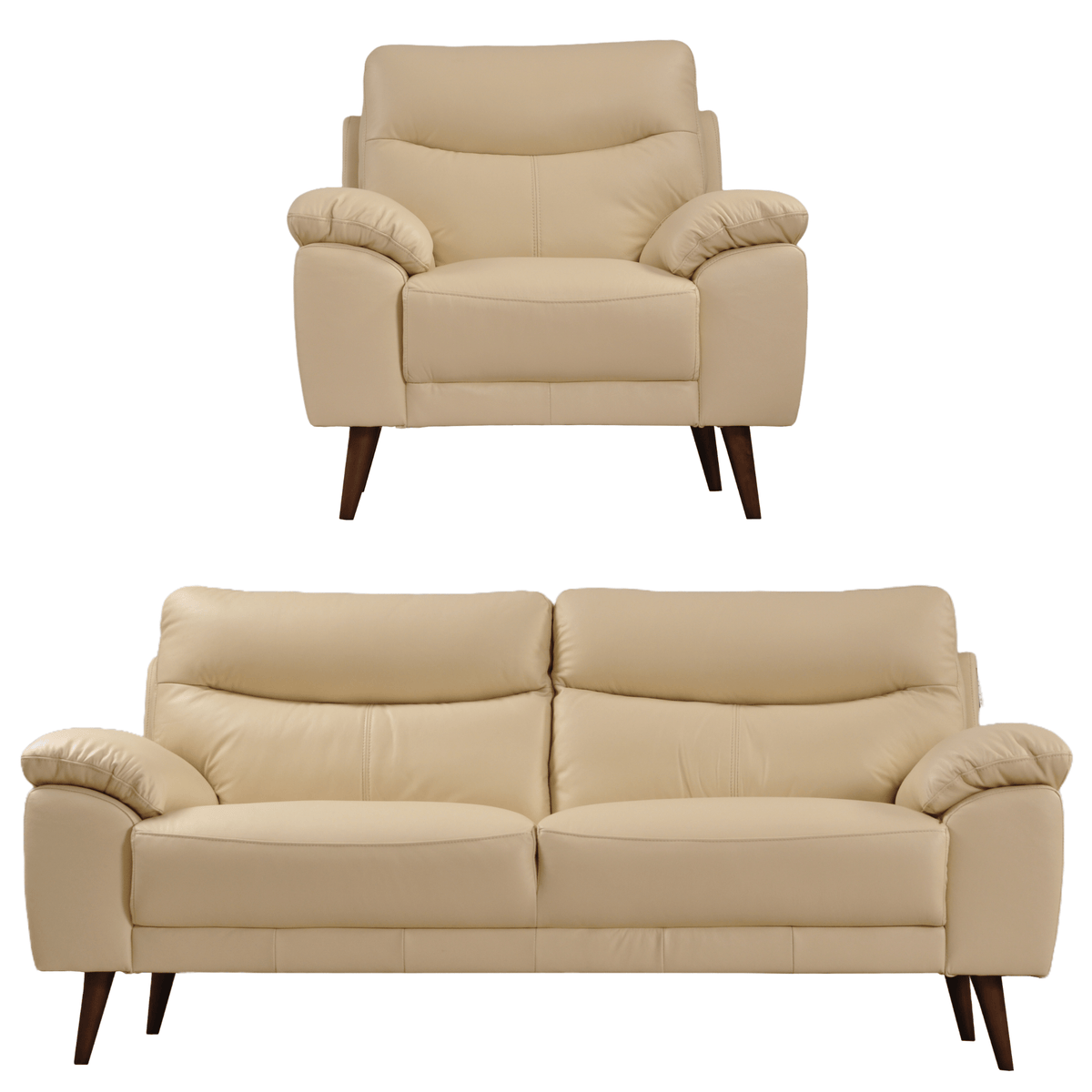 Vantage Cream 3+1 sofa set, front view on white background, modern and cozy living room seating