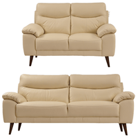 Vantage Genuine Leather Cream 3+2 Seater Sofa Set