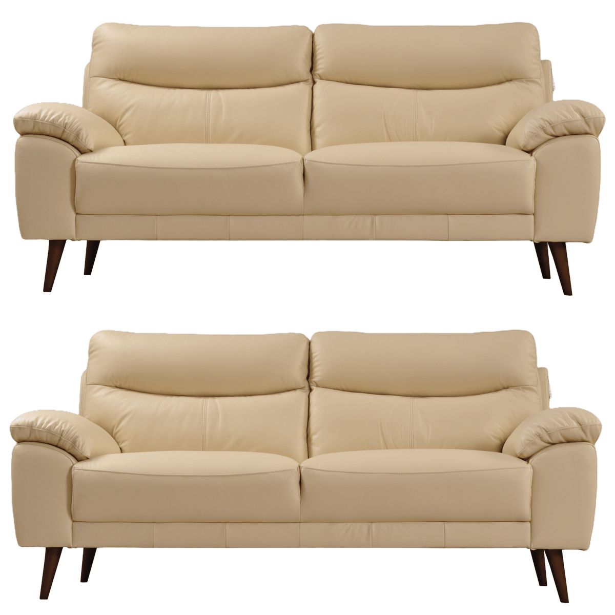 Vantage Cream 3+3 sofa set, front view on white background, modern and cozy living room seating