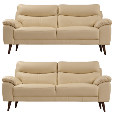 Vantage Genuine Leather Cream 3+3 Seater Sofa Set