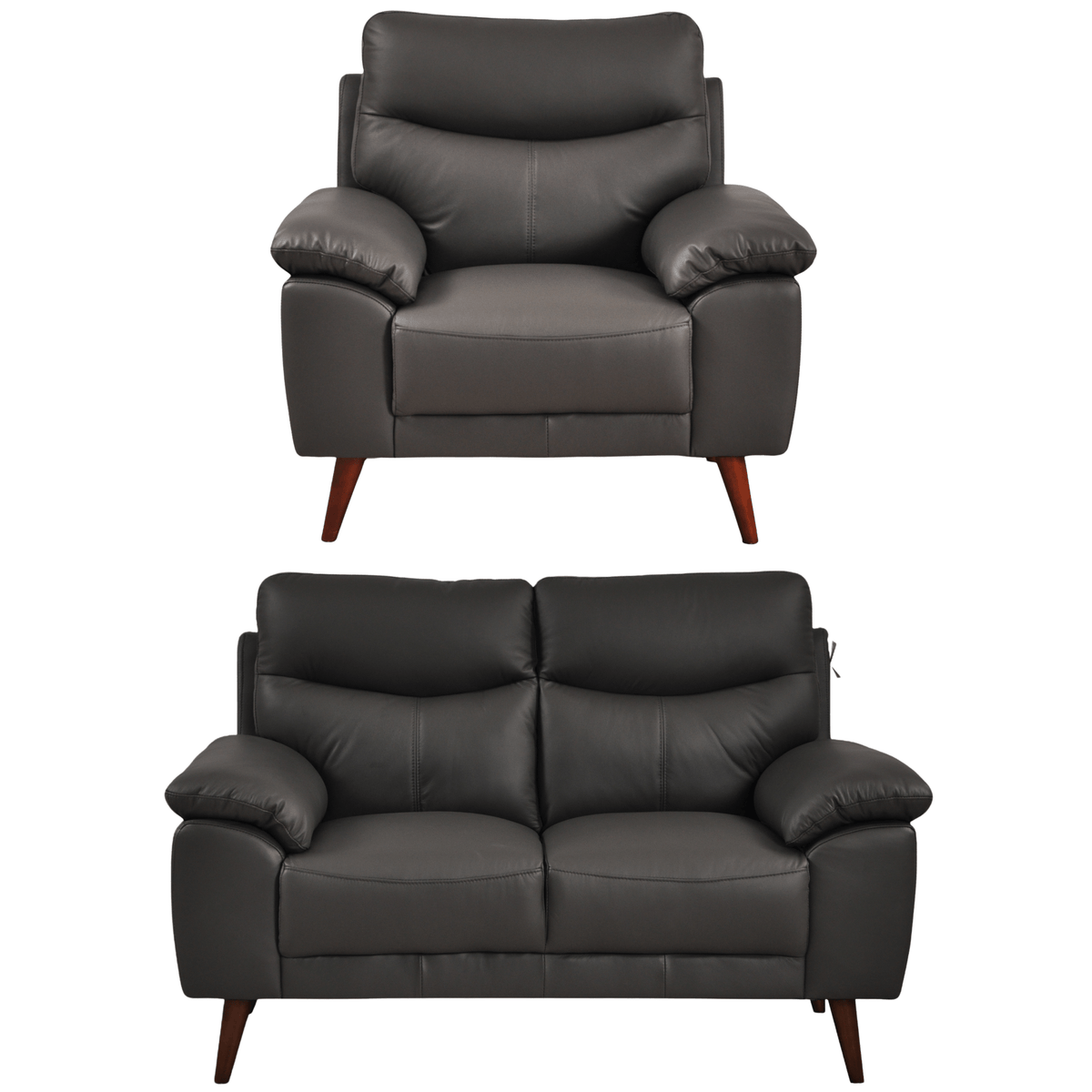 Vantage Grey 2+1 Sofa combo front facing on white background, showing cushions, clean lines, and