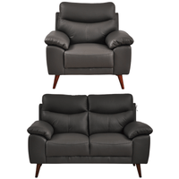 Vantage Genuine Leather Grey 2+1 Seater Sofa Set