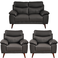 Vantage Genuine Leather Grey 2+1+1 Seater Sofa Set