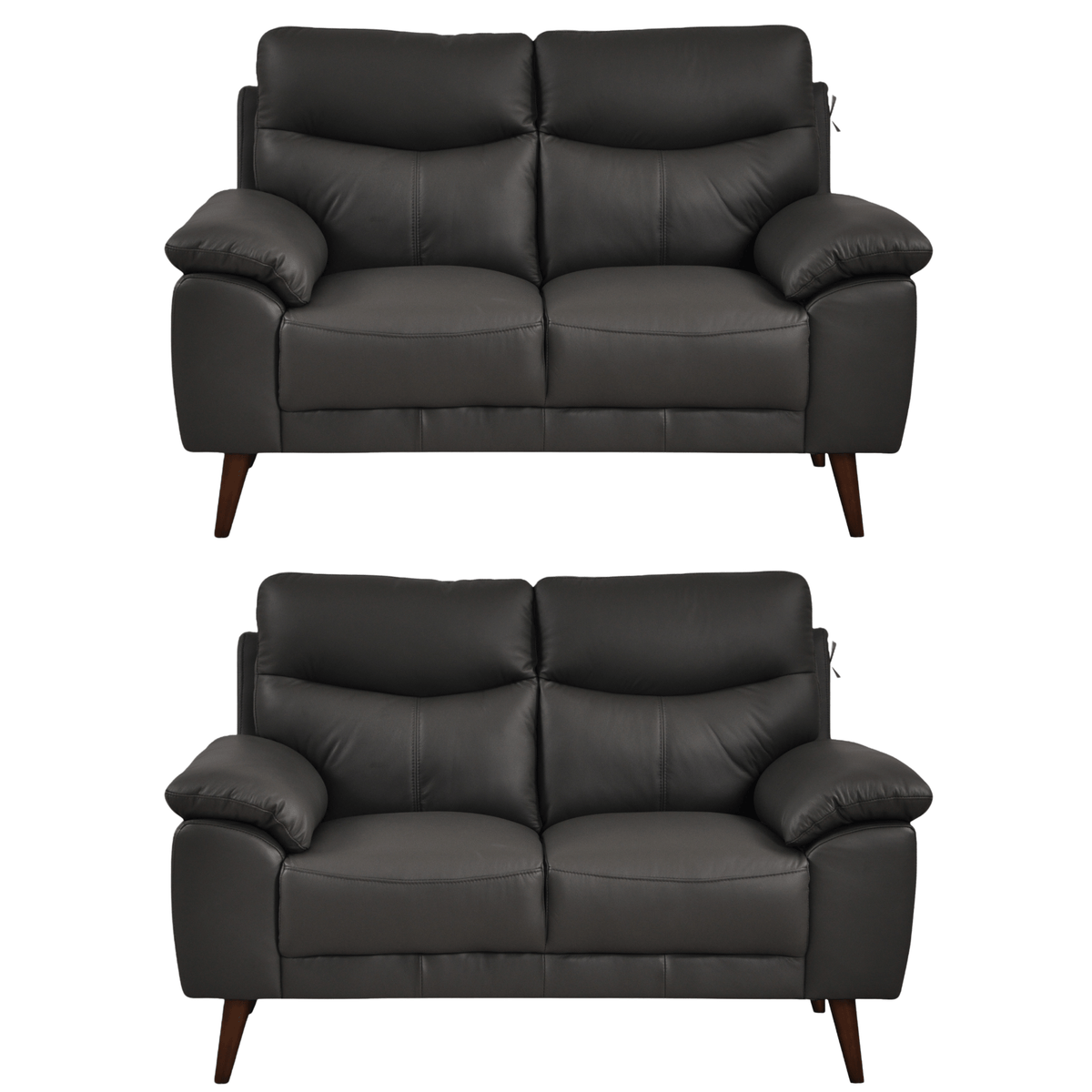 Vantage Grey 2+2 Sofa combo front facing on white background, showing cushions, clean lines, and