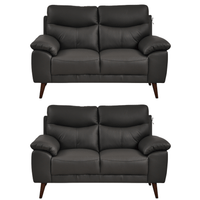 Vantage Genuine Leather Grey 2+2 Seater Sofa Set