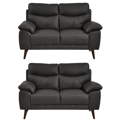 Vantage Genuine Leather Grey 2+2 Seater Sofa Set