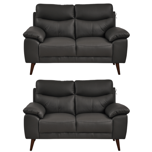 Vantage Grey 2+2 Sofa combo front facing on white background, showing cushions, clean lines, and