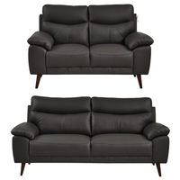 Vantage Genuine Leather Grey 3+2 Seater Sofa Set