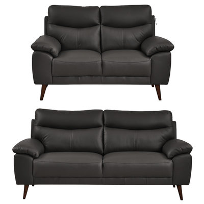 Vantage Genuine Leather Grey 3+2 Seater Sofa Set