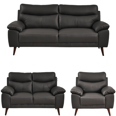 Vantage Genuine Leather Grey 3+2+1 Seater Sofa Set