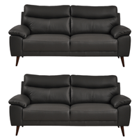 Vantage Genuine Leather Grey 3+3 Seater Sofa Set